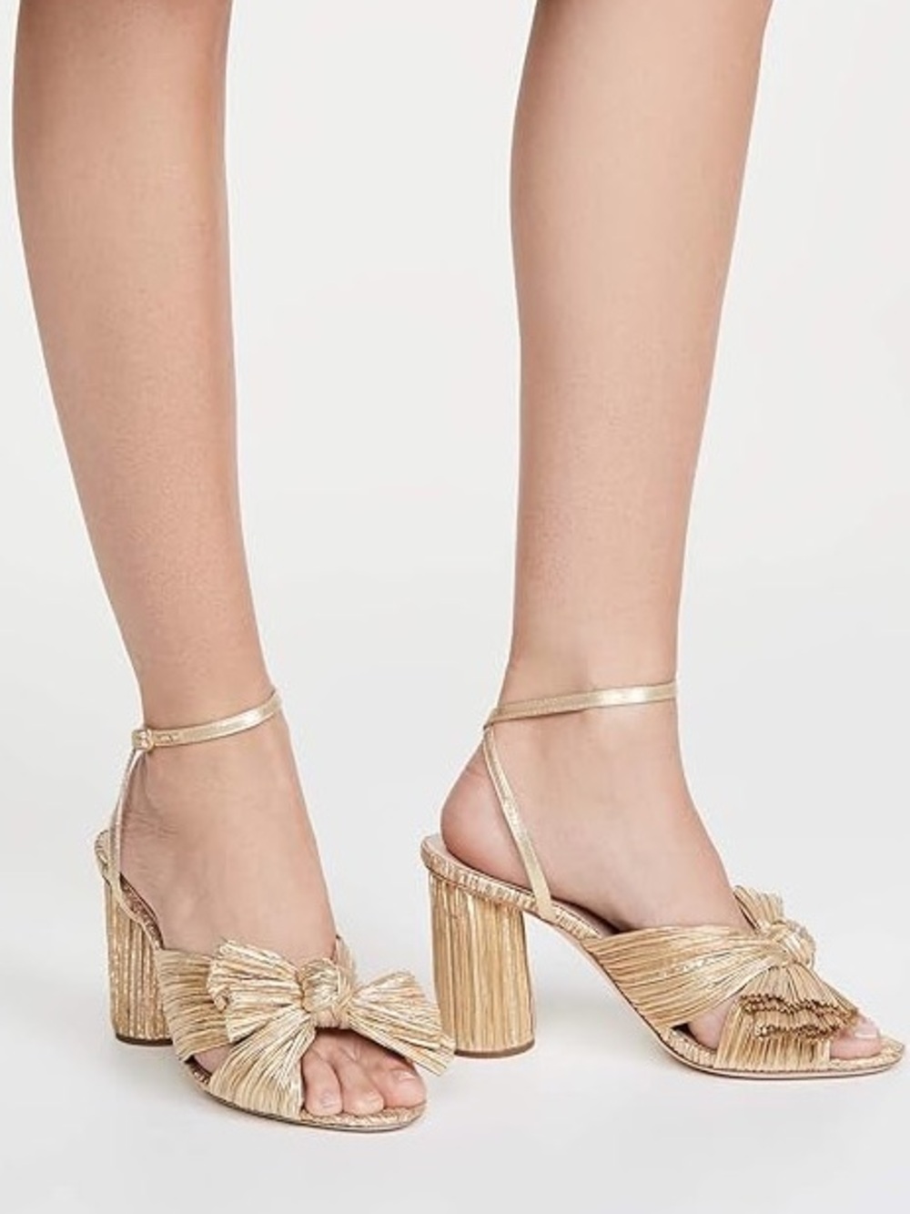 Gold Bow Block Heel Sandals – Camellia Style 8